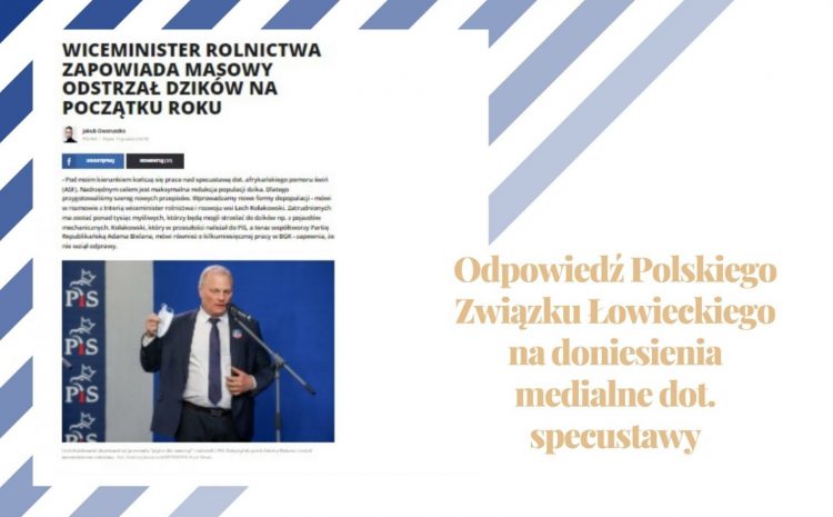  Stanowisko Zarządu Głównego PZŁ dotyczące propozycji zaprezentowanych przez Wiceministra Rolnictwa i Rozwoju Wsi Lecha Kołakowskiego
